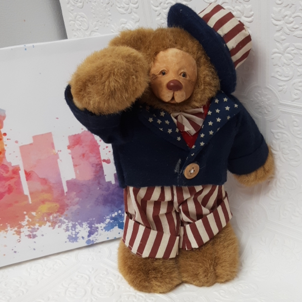 American Themed Bear Handmade artisan Bear Patriotic Independence USA